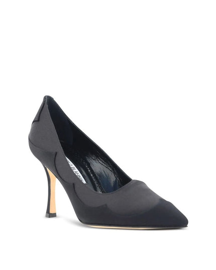 Manolo Blahnik Black Silk High Heel Pumps