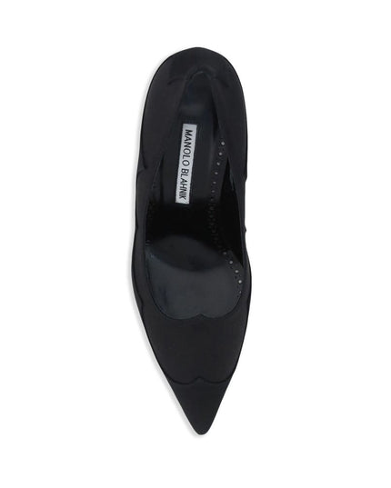 Manolo Blahnik Black Silk High Heel Pumps
