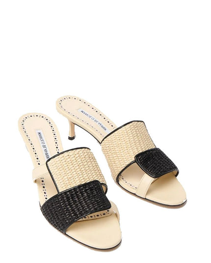 Manolo Blahnik Beige Leather Stiletto Heel Sandals