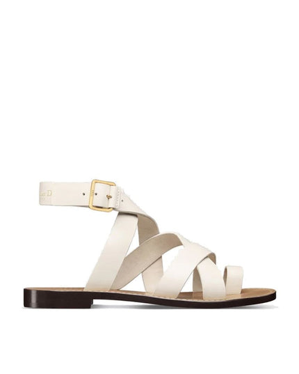 Dior White Calfskin Flat Sandals