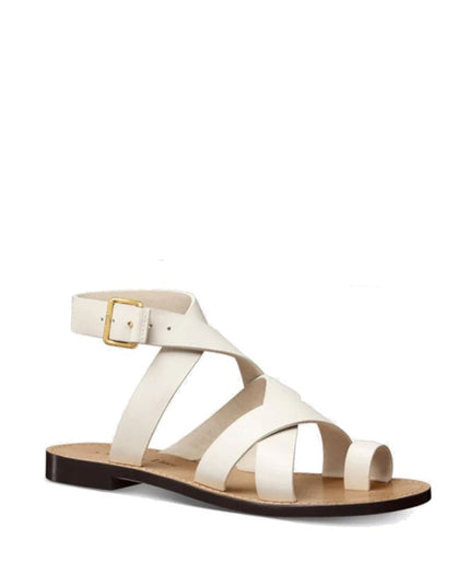Dior White Calfskin Flat Sandals
