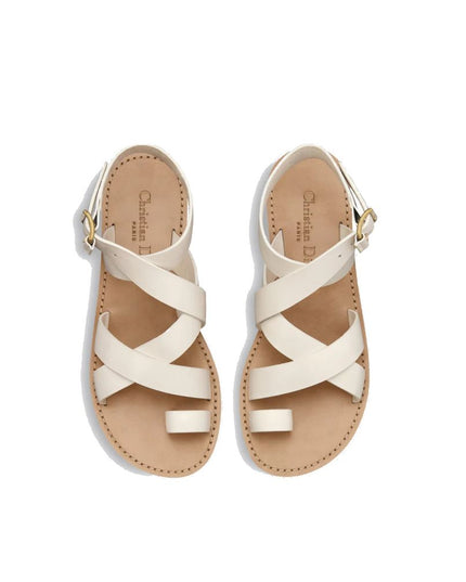 Dior White Calfskin Flat Sandals
