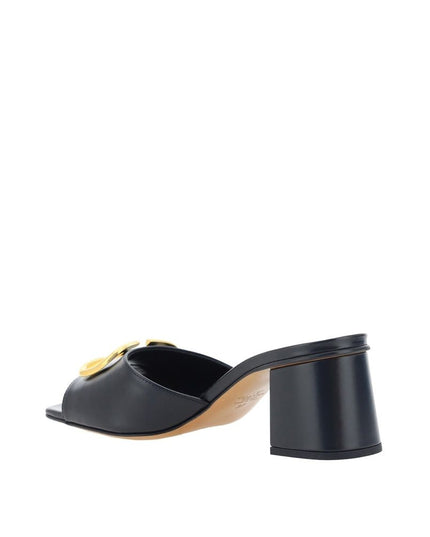 Valentino Garavani Black Calfskin Stiletto Heel Sandals