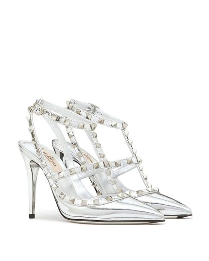 Valentino Garavani Silver Leather High Heel Pumps