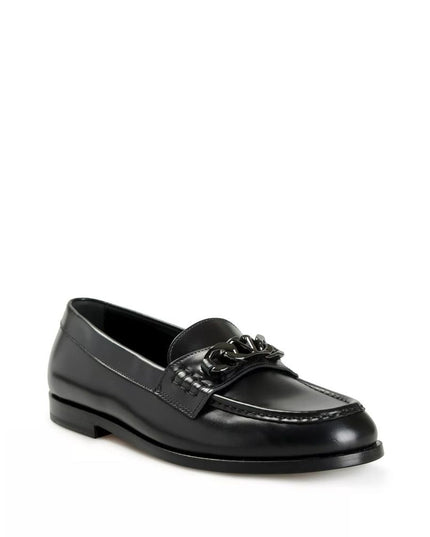 Valentino Garavani Black Leather Slip-On Loafers