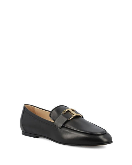 Tod's Black Calfskin Slip-On Loafers