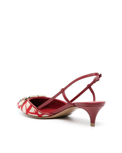Valentino Garavani Red Leather Mid Heel Pumps
