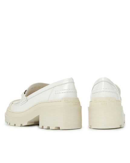 Dior White Calfskin Platform Loafers