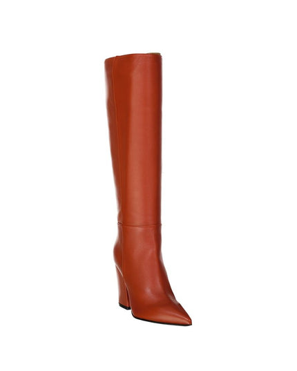 Sergio Rossi Orange Lamb Leather High Heel Boots