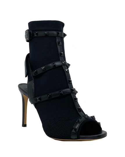 Valentino Garavani Black Leather Stiletto Heel Sandals