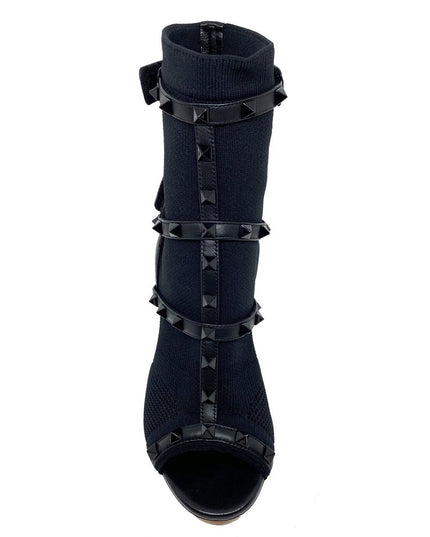 Valentino Garavani Black Leather Stiletto Heel Sandals