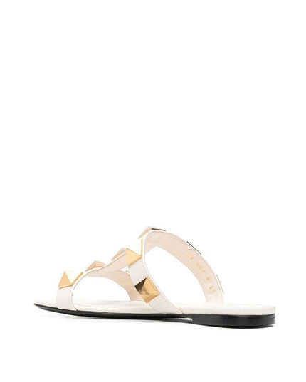 Valentino Garavani White Calfskin Flat Sandals