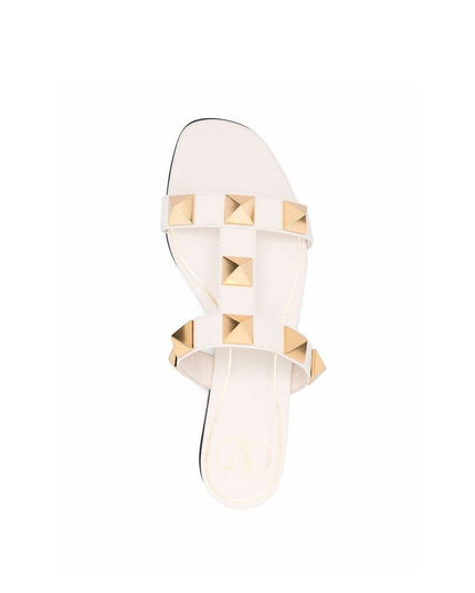 Valentino Garavani White Calfskin Flat Sandals