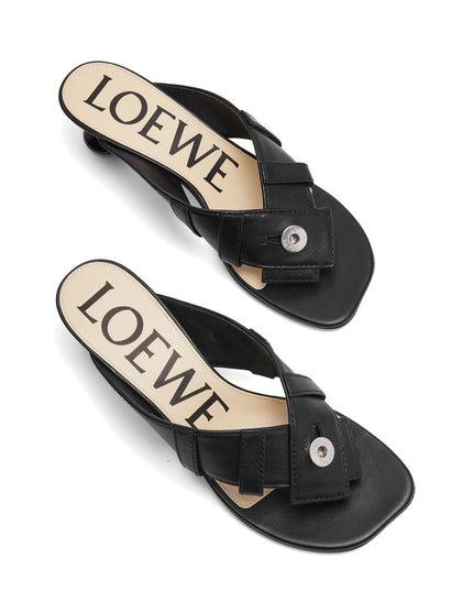 Loewe Black Lamb Leather Strap-On Sandals
