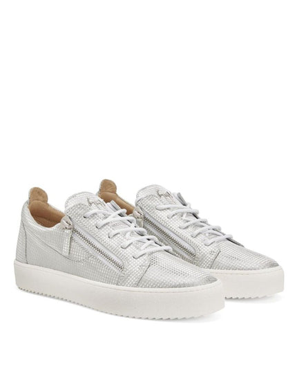 Giuseppe Zanotti Silver Fabric Low Top Sneakers