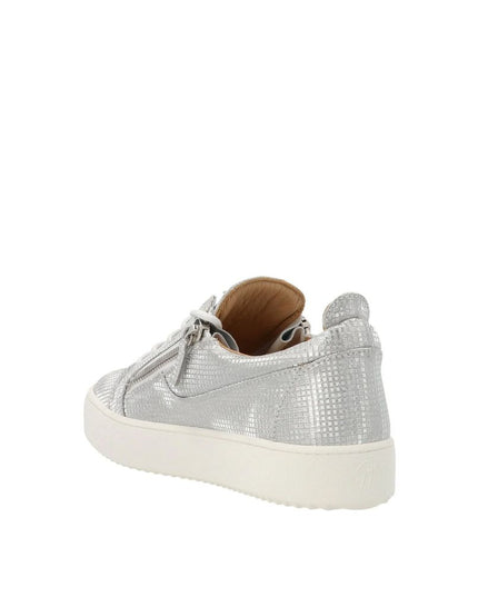Giuseppe Zanotti Silver Fabric Low Top Sneakers