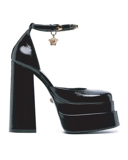 Versace Black Calfskin Platform Pumps