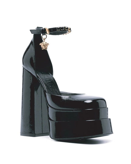 Versace Black Calfskin Platform Pumps