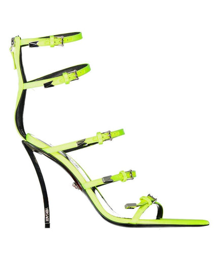Versace Yellow Silk Stiletto Heel Sandals