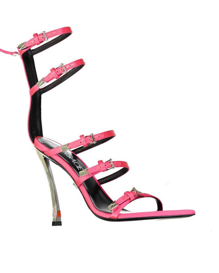 Versace Multicolor Silk Stiletto Heel Sandals