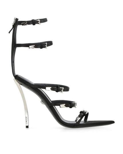 Versace Black Calfskin Stiletto Heel Sandals