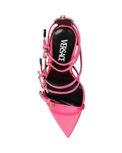 Versace Multicolor Silk Stiletto Heel Sandals