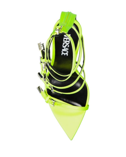 Versace Yellow Silk Stiletto Heel Sandals