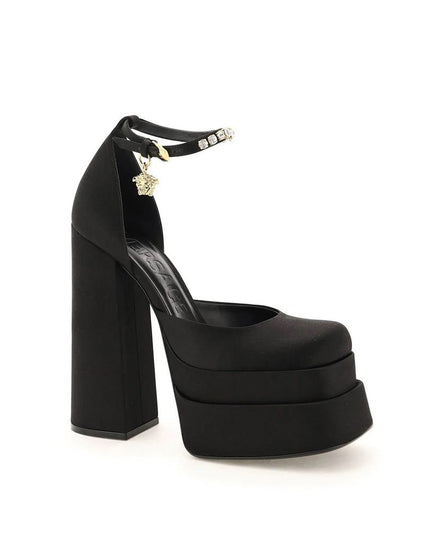 Versace Black Silk Platform Pumps