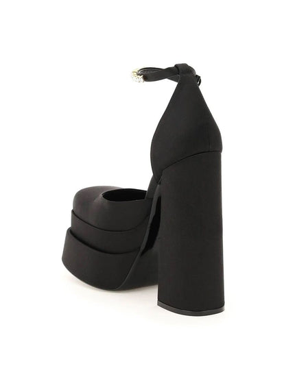 Versace Black Silk Platform Pumps