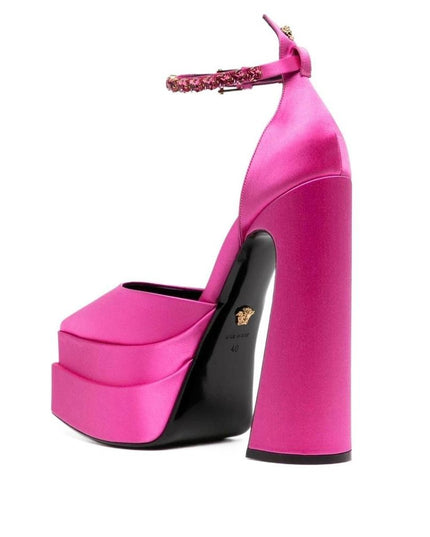 Versace Multicolor Satin Platform Pumps