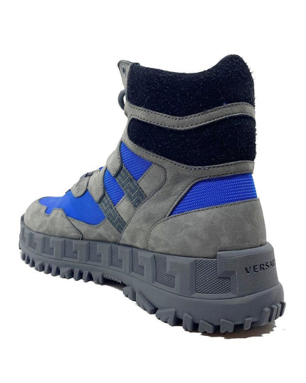 Versace Gray Leather Lace-Up Boots