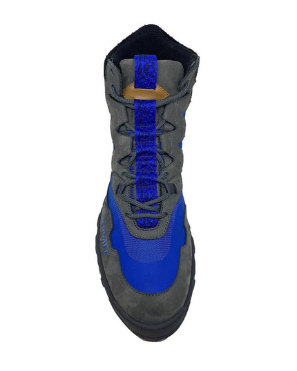 Versace Gray Leather Lace-Up Boots