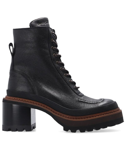 See By Chloé Black Calfskin Lace-Up Boots