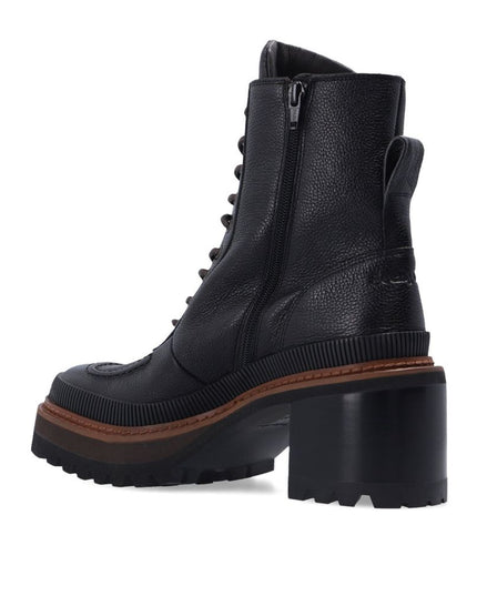 See By Chloé Black Calfskin Lace-Up Boots