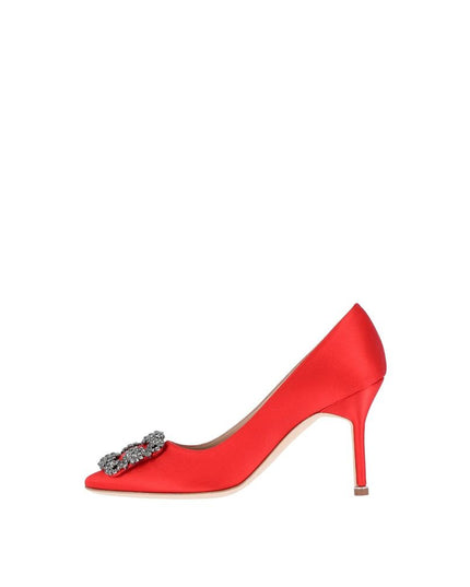 Manolo Blahnik Red Silk High Heel Pumps