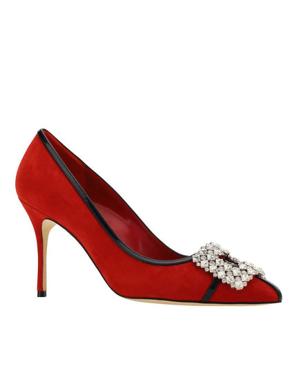 Manolo Blahnik Red Leather High Heel Pumps