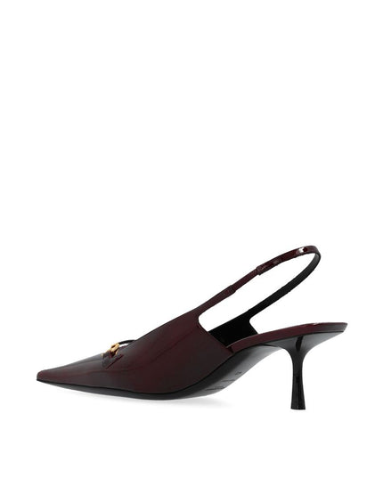 Saint Laurent Burgundy Calfskin Mid Heel Pumps
