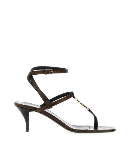 Saint Laurent Brown Calfskin Platform Sandals