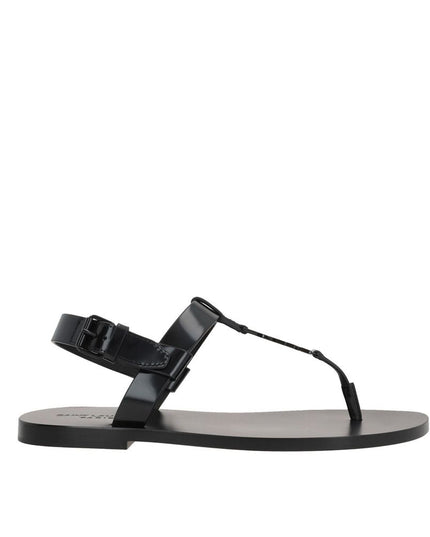 Saint Laurent Black Calfskin Flat Sandals