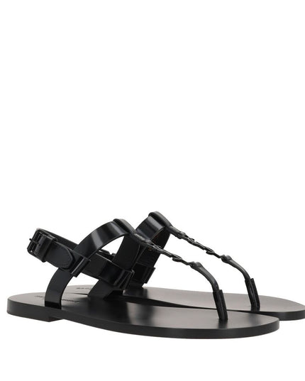 Saint Laurent Black Calfskin Flat Sandals