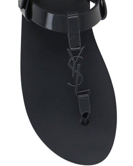 Saint Laurent Black Calfskin Flat Sandals