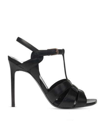 Saint Laurent Black Calfskin Stiletto Heel Sandals