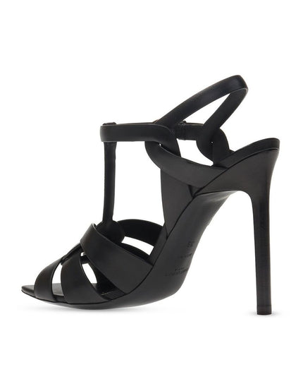 Saint Laurent Black Calfskin Stiletto Heel Sandals
