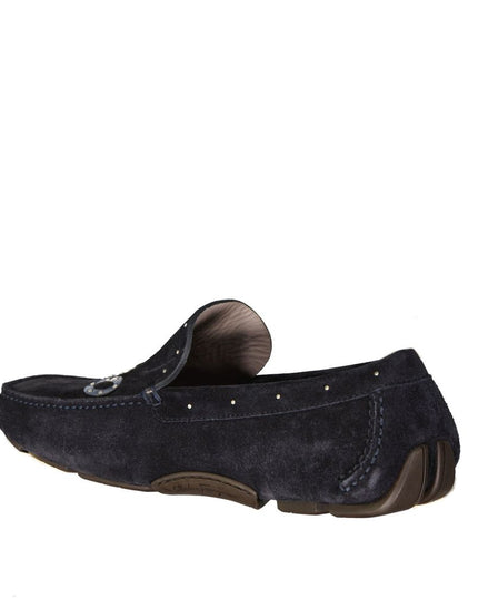 Salvatore Ferragamo Blue Calfskin Slip-On Loafers