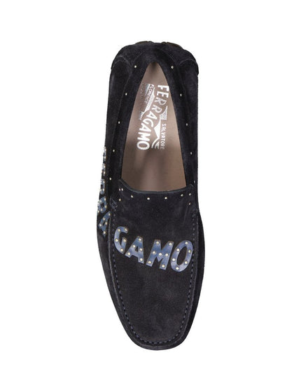 Salvatore Ferragamo Blue Calfskin Slip-On Loafers