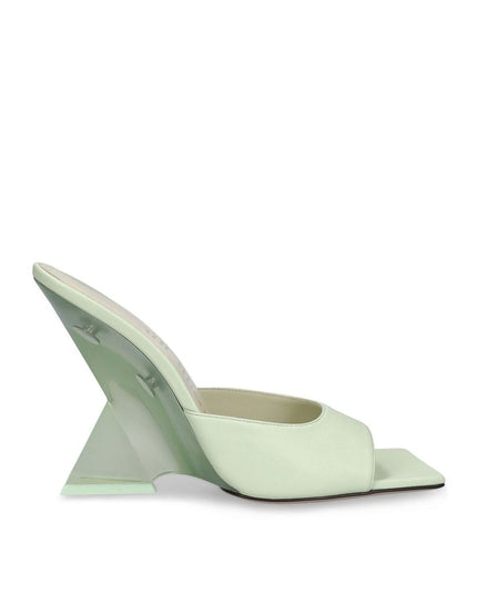 The Attico Green Calfskin Platform Sandals