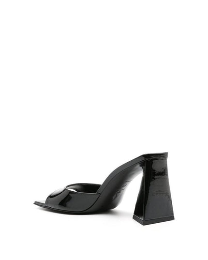 The Attico Black Calfskin Stiletto Heel Sandals