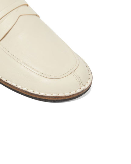 The Row White Calfskin Slip-On Loafers