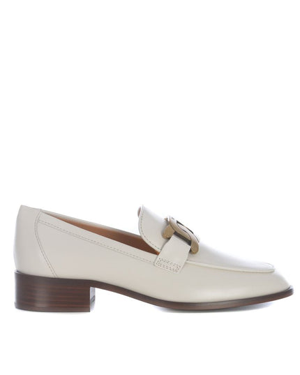 Tod's White Calfskin Slip-On Loafers