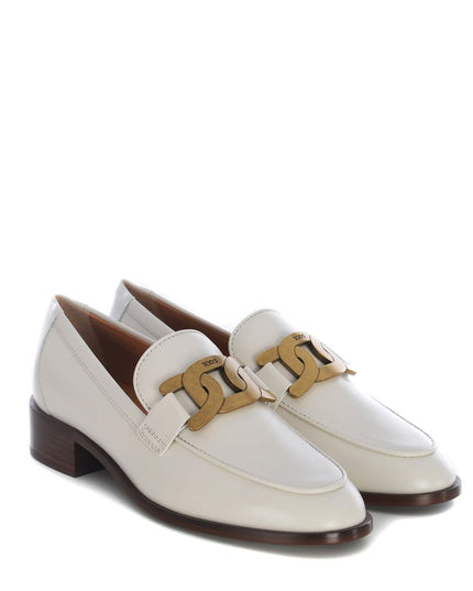 Tod's White Calfskin Slip-On Loafers